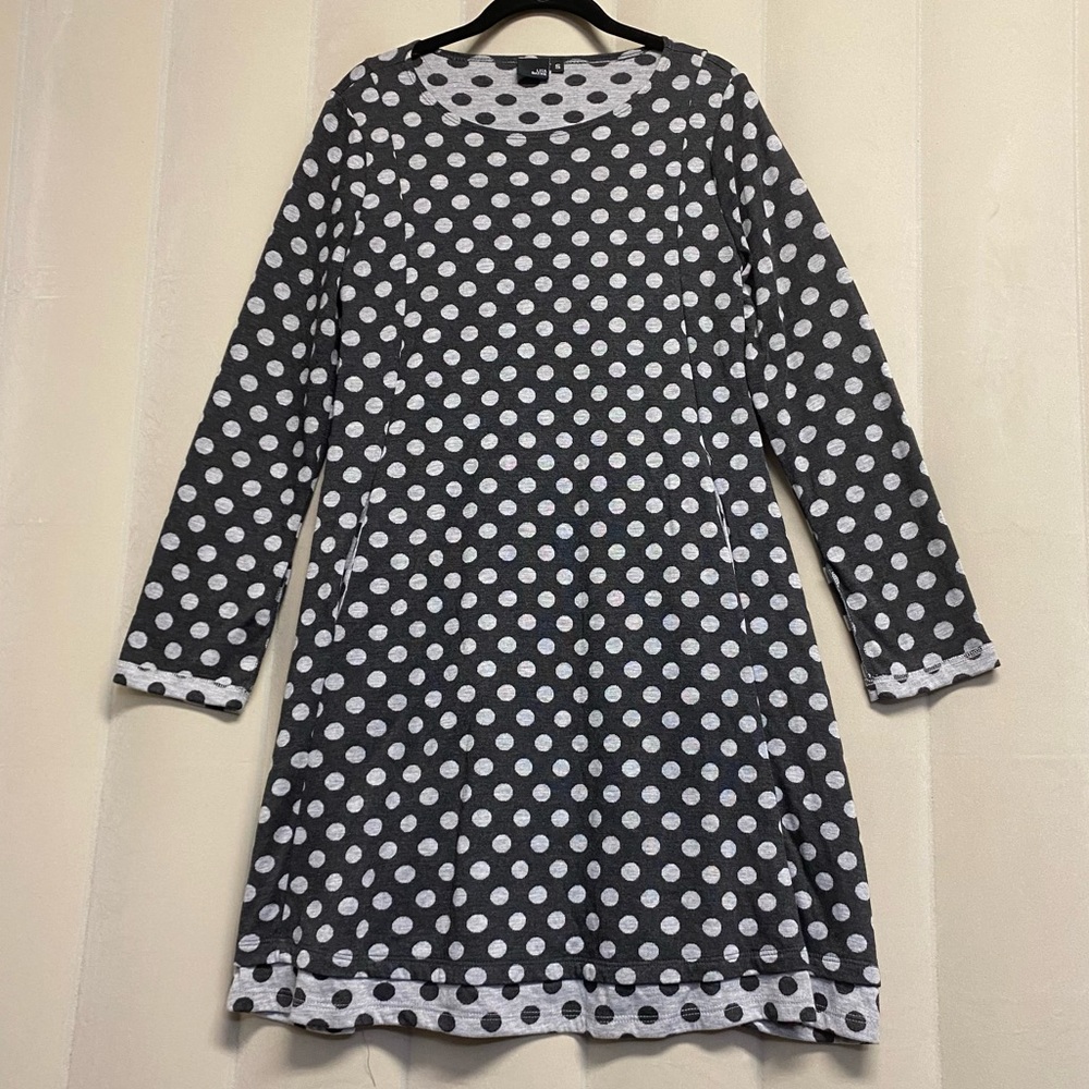 Lisa Bayne Women’s Sweater Dress Small Polka Dot Pockets Designer